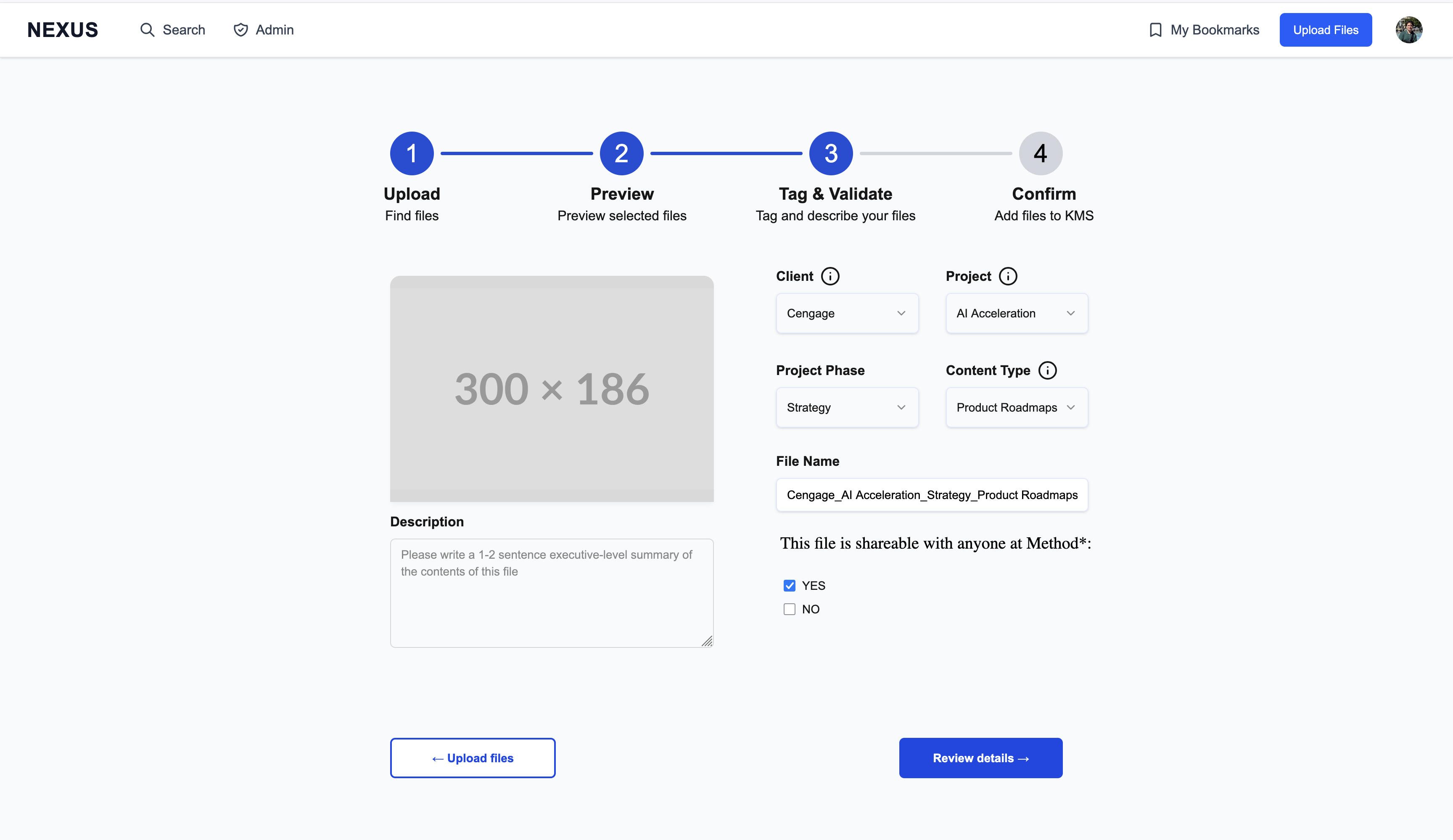 Metadata tagging interface